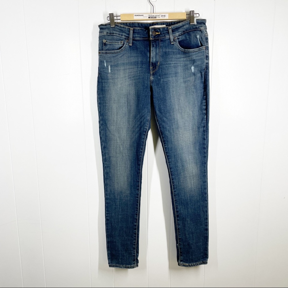 Levi's Skinny 711 Medium Wash Distressed Jeans 31/30